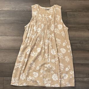 Tan Floral Sleeveless Dress
